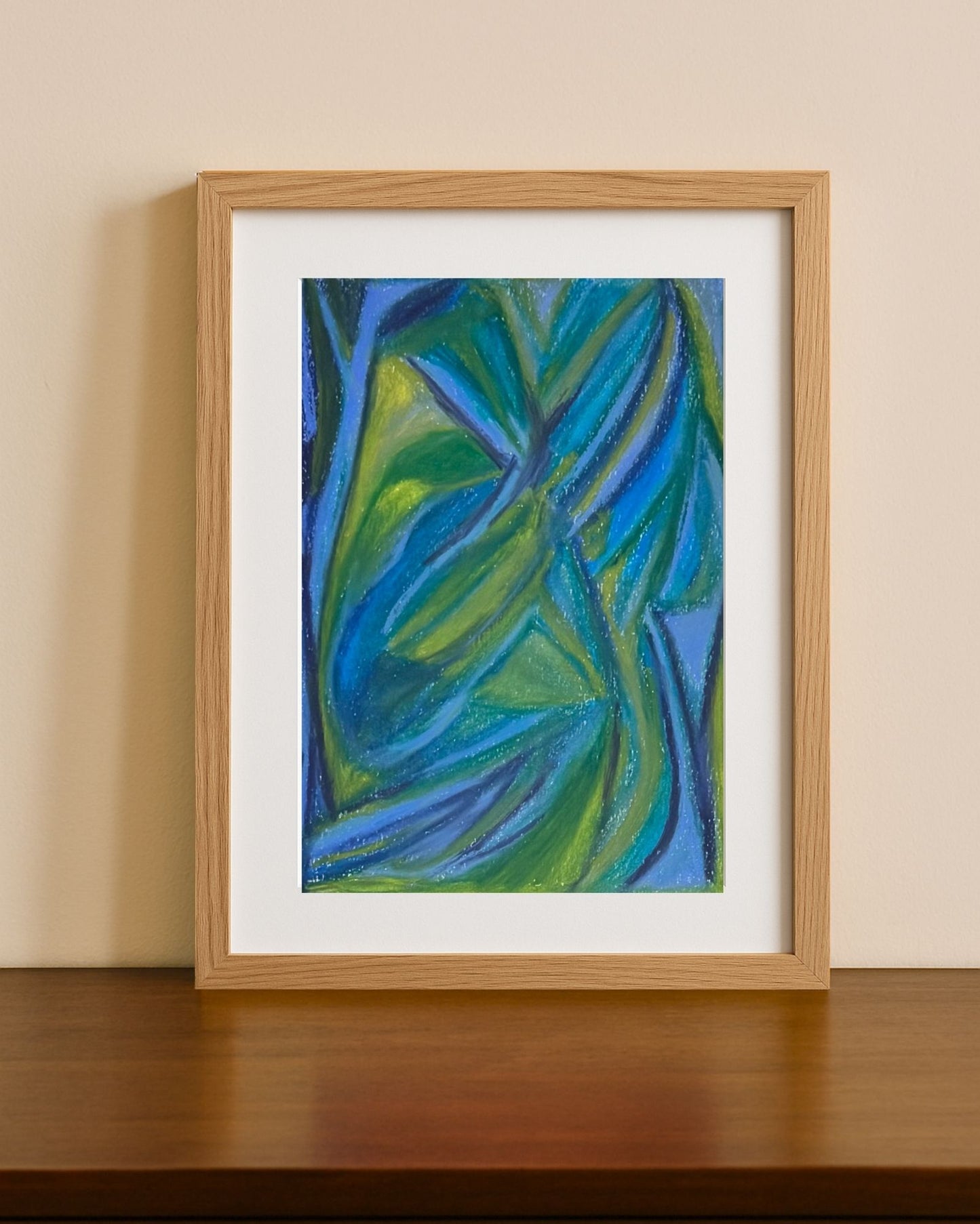 Oeuvre originale format 21*29,7cm au pastel à l'huile sur papier évoquant la nostalgie d'un mercredi sous la pluie pendant l'enfance.