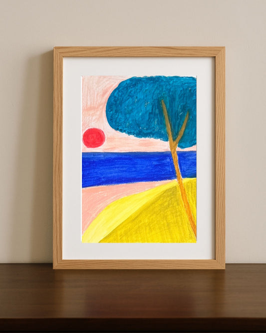 Dessin aux pastels à l'huile d'un paysage méditerranéen par Laurie George alias Elle aime les couleurs