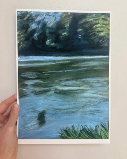 tirage encres pigmentaires sur papier fine art. Edition limitée 100 exemplaires fine art. Paysage bord de l'eau.