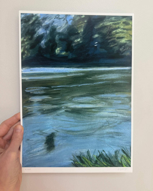 tirage encres pigmentaires sur papier fine art. Edition limitée 100 exemplaires fine art. Paysage bord de l'eau.