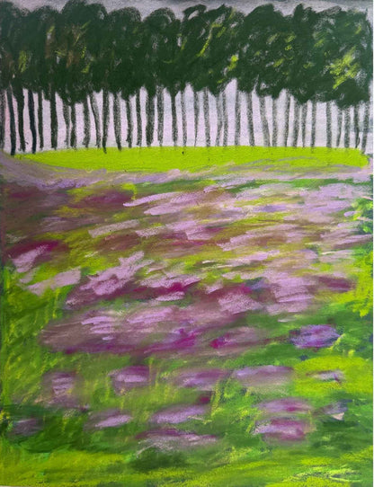 Dessin original aux pastels secs d'une journée à Paris au parc des tuileries au Printemps. Papier pastel card. Format 24*30cm.