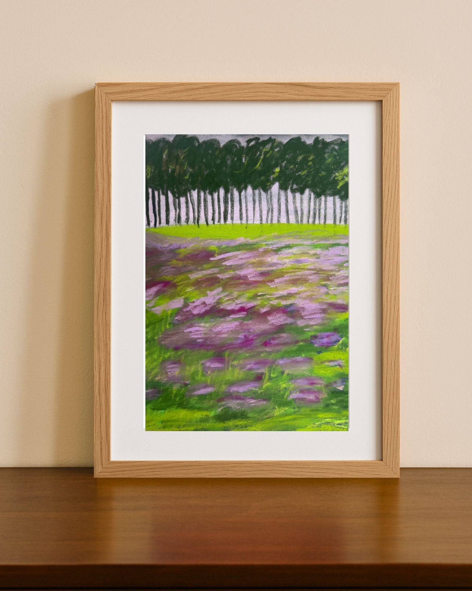 Oeuvre originale d'une journée à Paris au parc des Tuileries au printemps. Pastel sec sur papier pastel card. Format 24*30cm