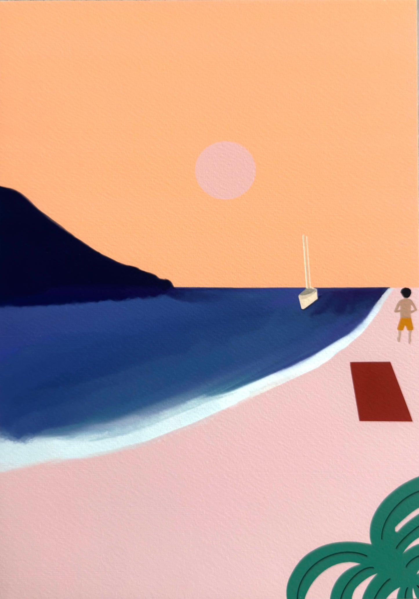 Une journée à la plage - Illustration digitale, tirage fine art