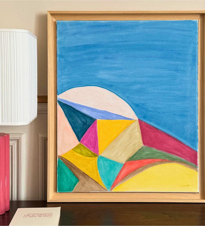 L'heure d'été - Tableau original pastel à l'huile abstraitr