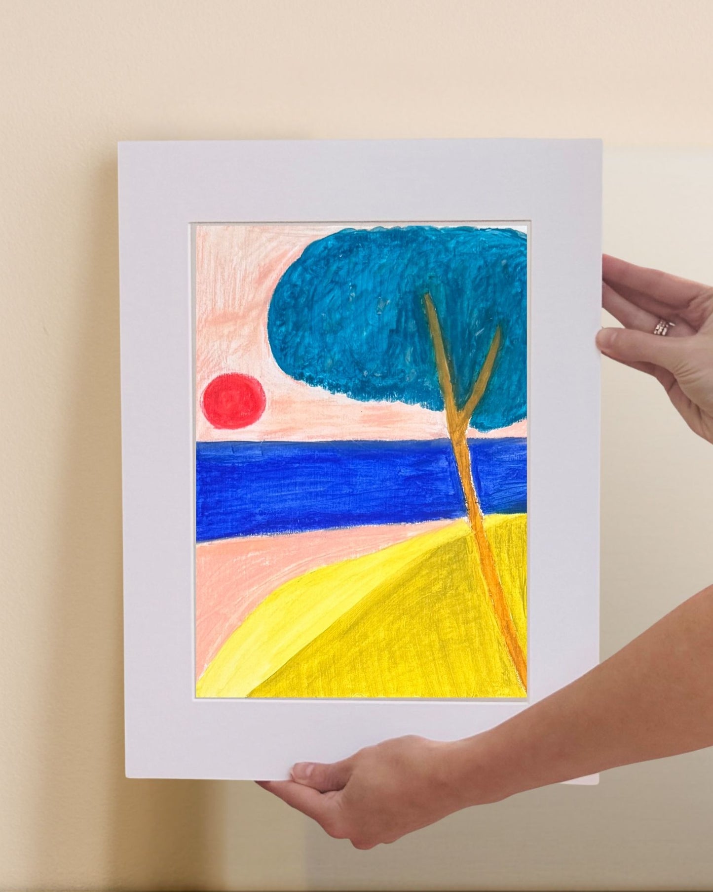 Dessin d'un paysage aux pastels à l'huile d'un bord de mer par Laurie George alias Elle aime les couleurs